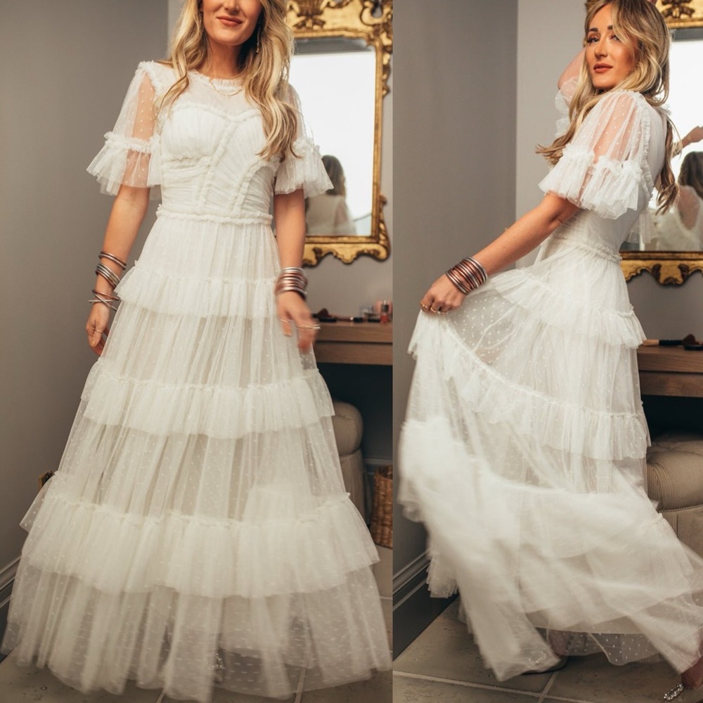 Elegant White Tiered Maxi Dress